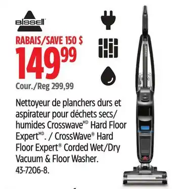 Canadian Tire BISSELL CrossWave Hard Floor Expert Corded Wet/Dry Vacuum & Floor Washer offer