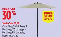 Canadian Tire For Living 7.5´ Umbrella, Beige offer