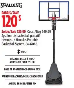 Canadian Tire Spalding Hercules Portable Basketball System offer