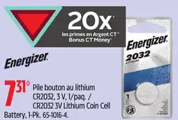 Canadian Tire Energizer CR2032 3V Lithium Coin Cell Battery offer