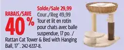 Canadian Tire Cat Craft Rattan Cat Tower & Bed with Hanging Ball offer