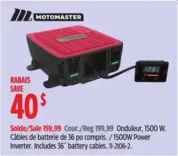 Canadian Tire Motomaster 1500W Power Inverter offer