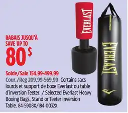Canadian Tire Selected Everlast Heavy Boxing Bags, Stand or Teeter Inversion Table offer