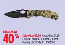 Canadian Tire Coast Folding EDC Knife, 9˝ offer