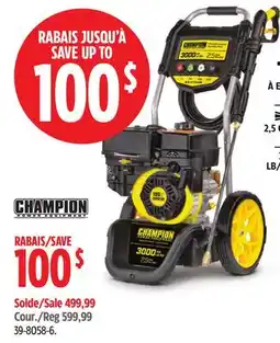 Canadian Tire champion power equipment 3000 psi 2-5-gpm 196cc engine cold-water wheeled gas pressure washer offer