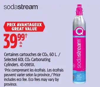 Canadian Tire Selected SODASTREAM 60L CO2 Carbonating Cylinders offer