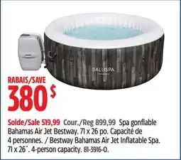 Canadian Tire Saluspa Bestway Bahamas Air Jet Inflatable Spa offer
