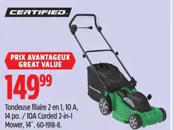 Canadian Tire CERTIFIED 10A Corded 2-in-1 Mower, 14˝ offer