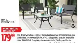 Canadian Tire For Living Conversation Set, 4-Pc. 2 sling chairs, loveseat and coffee table offer