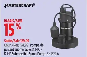 Canadian Tire Mastercraft 1⁄4-HP Submersible Sump Pump offer