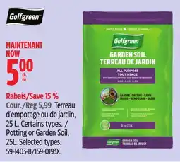 Canadian Tire Golfgreen Potting or Garden Soil offer