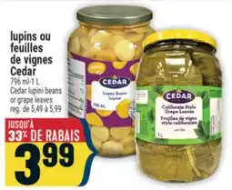 Marché Adonis lupins ou feuilles de vignes Cedar | Cedar lupini beans or grape leaves offer