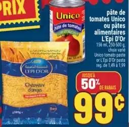Marché Adonis Pâte de tomates Unico ou pâtes alimentaires L'Epi D'Or | Unico tomato paste or L'Epi D'Or pasta offer