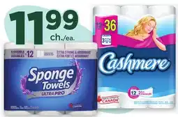 Proxim SPONGE TOWELS ULTRAPRO Paper towels 6 double rolls, CASHMERE Bathroom tissue 12 triple rolls offer