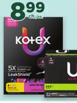 Proxim U BY KOTEX Selected hygienic pads, pantyliners or tampons offer