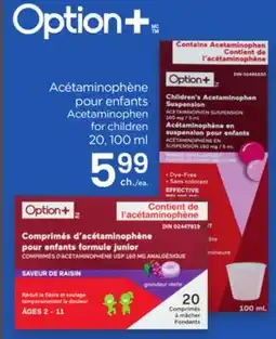 Proxim Option + Acetaminophen for children offer