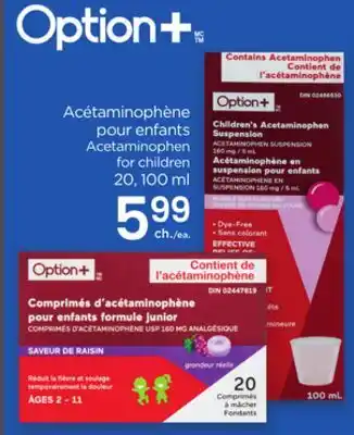 Proxim Option + Acetaminophen for children offer