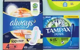 Proxim ALWAYS, TAMPAX Selected hygienic pads, pantyliners or tampons offer
