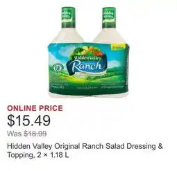 Costco Hidden Valley Original Ranch Salad Dressing & Topping, 2 × offer
