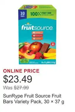 Costco SunRype Fruit Source Fruit Bars Variety Pack, 30 × offer