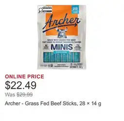 Costco Archer - Grass Fed Beef Sticks, 28 × offer