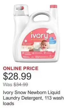 Costco Ivory Snow Newborn Liquid Laundry Detergent, 113 wash loads offer