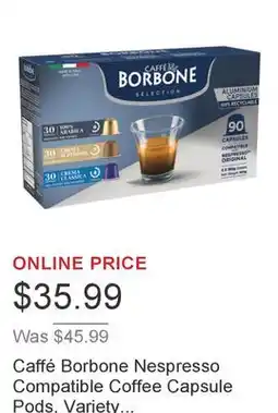 Costco Caffé Borbone Nespresso Compatible Coffee Capsule Pods, Variety Box, 90-count offer