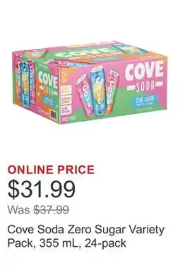 Costco Cove Soda Zero Sugar Variety Pack, 355 mL, 24-pack offer