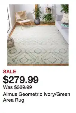 Wayfair Almus Geometric Ivory/Green Area Rug offer