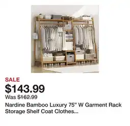 Wayfair Nardine Bamboo Luxury 75 W Garment Rack Storage Shelf Coat Clothes Hanging Rack offer