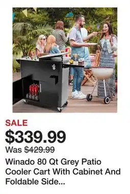 Wayfair Winado 80 Qt Grey Patio Cooler Cart With Cabinet And Foldable Side Table offer