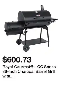 Wayfair Royal Gourmet - CC Series 36-Inch Charcoal Barrel Grill with Offset Smoker offer
