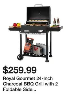 Wayfair Royal Gourmet 24-Inch Charcoal BBQ Grill with 2 Foldable Side Shelves, Black offer