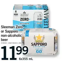 Fortinos SLEEMAN ZERO OR SAPPORO NON-ALCOHOLIC BEER offer