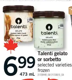 Fortinos TALENTI GELATO OR SORBETTO offer