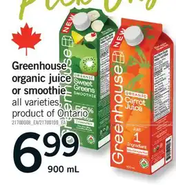 Fortinos GREENHOUSE ORGANIC JUICE OR SMOOTHIE offer