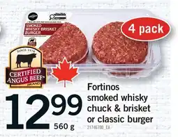 Fortinos FORTINOS SMOKED WHISKY CHUCK & BRISKET OR CLASSIC BURGER offer
