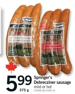 Fortinos SPRINGER'S DEBRECZINER SAUSAGE offer