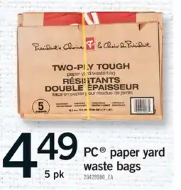 Fortinos PC PAPER YARD WASTE BAGS offer