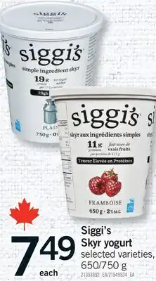 Fortinos SIGGI'S SKYR YOGURT, 650/750 G offer
