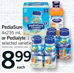 Fortinos PEDIASURE, 4X235 ML OR PEDIALYTE, 1 L offer