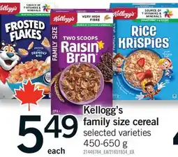 Fortinos KELLOGG'S FAMILY SIZE CEREAL offer