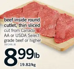 Fortinos BEEF INSIDE ROUND CUTLET, THIN SLICED offer