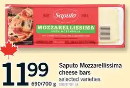 Fortinos SAPUTO MOZZARELLISSIMA CHEESE BARS, 690/700 G offer