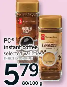 Fortinos PC INSTANT COFFEE, 80/100 G offer