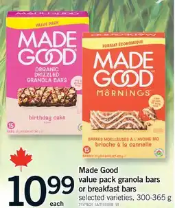 Fortinos MADE GOOD VALUE PACK GRANOLA BARS OR BREAKFAST BARS offer
