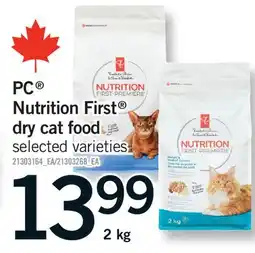 Fortinos PC NUTRITION FIRST DRY CAT FOOD offer