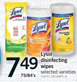 Fortinos LYSOL DISINFECTING WIPES, 75/84'S offer
