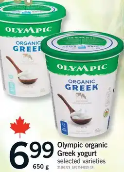 Fortinos OLYMPIC ORGANIC GREEK YOGURT offer