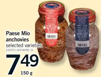 Fortinos PAESE MIO ANCHOVIES offer